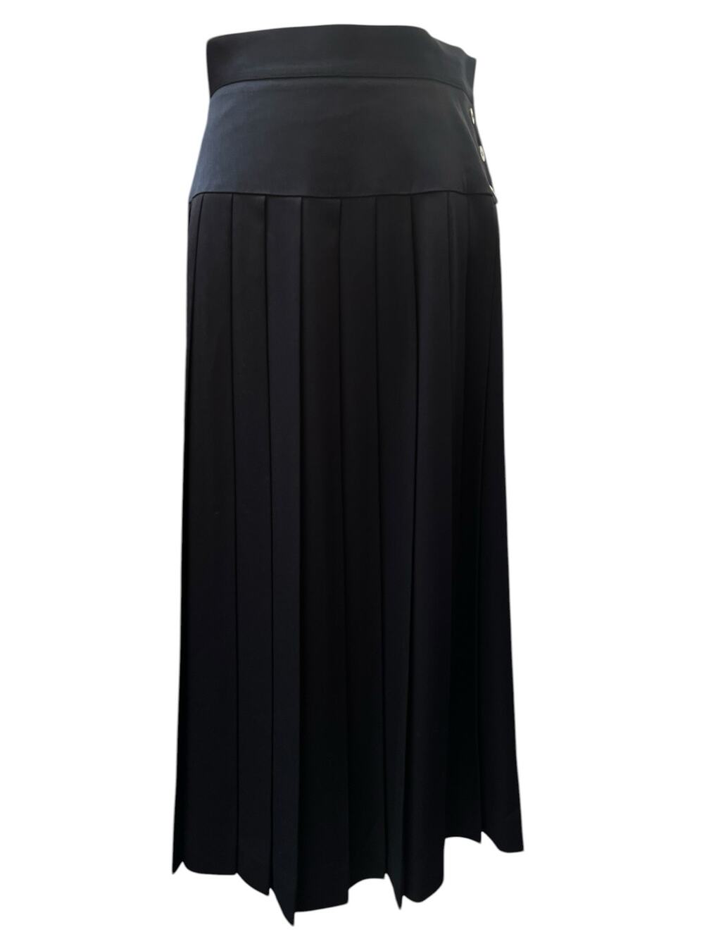 Alcott & Andrews Black Pleated Midi Skirt Wool Size 10 Classic EUC